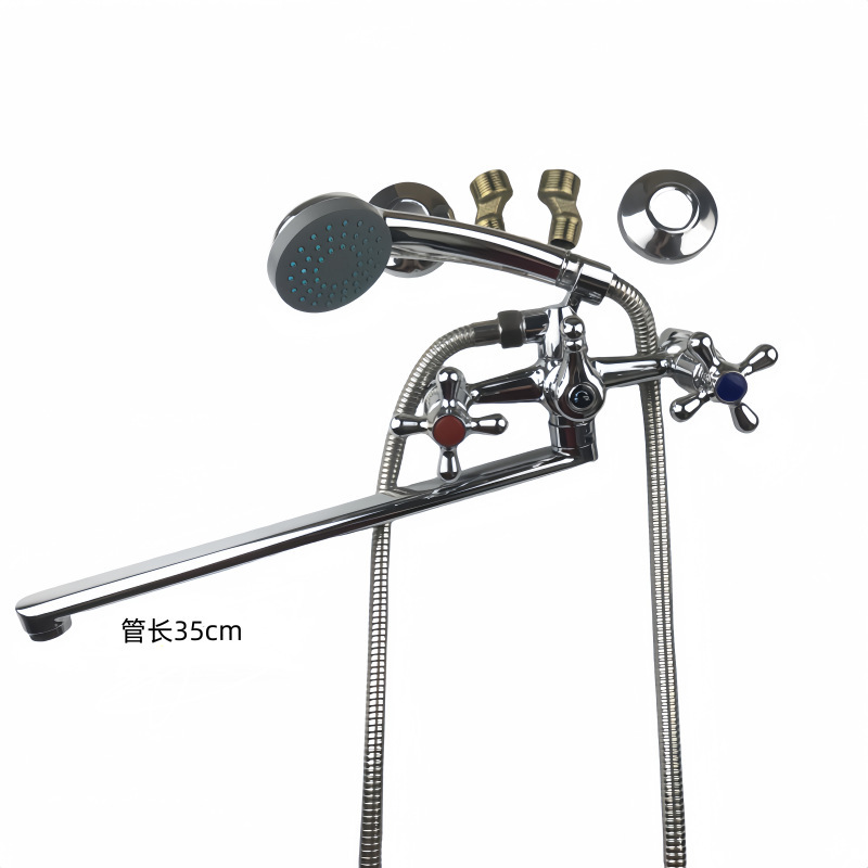 Foreign Trade Russian Zhongya Hot and Cold Faucet Double-Open Bathtub Set Faucet Hotel Shower Faucet Foreign Trade Russian Zhongya Hot and Cold Faucet Double-Open Bathtub Set Faucet Hotel Shower Faucet