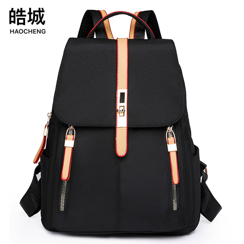 2024 nueva mochila de nailon para mujer, moda europea y americana, color de contraste de gran capacidad, mochila de viaje ligera al aire libre, mochila escolar