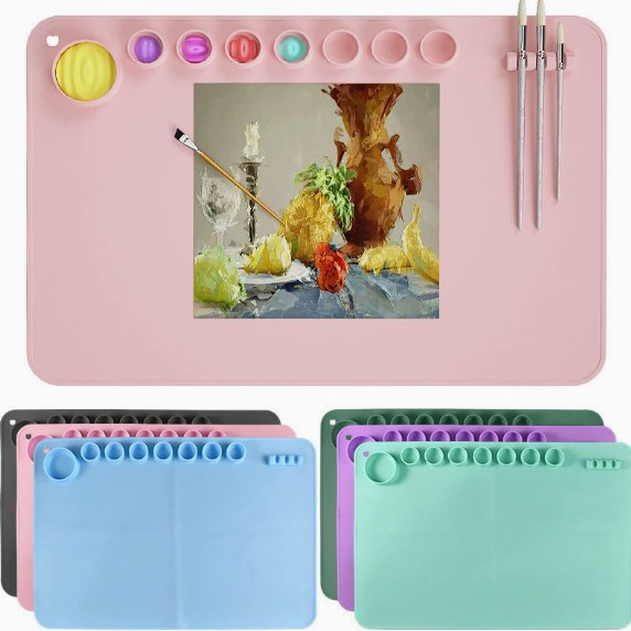 虞美人硅胶油画绘画垫 儿童diy粘土工具美术垫涂鸦板垫片跨境爆款|ru