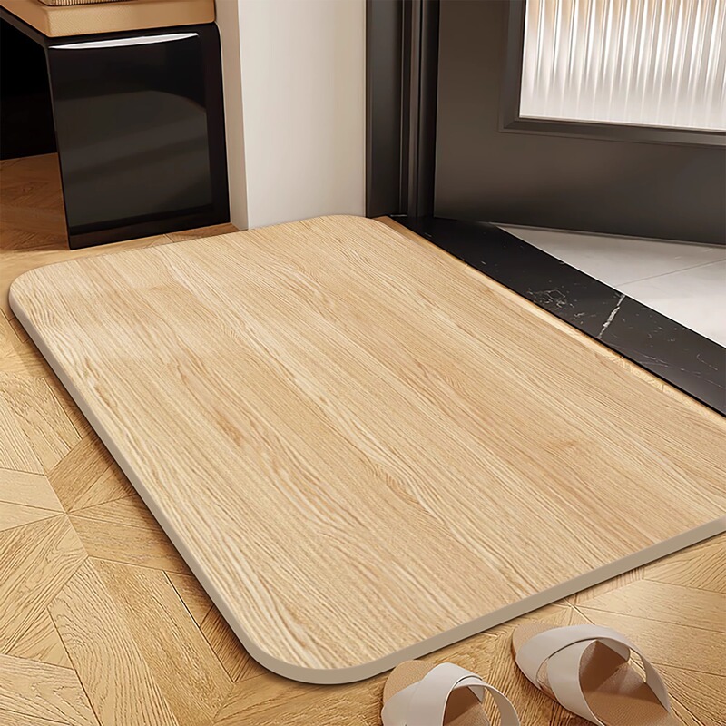 Wood Color Wood Grain Hard Diatom Mud Absorbent Mat Bathroom Quick-Drying Floor Mat Diatomaceous Earth Foot Mat Bathroom Toilet Floor Mat
