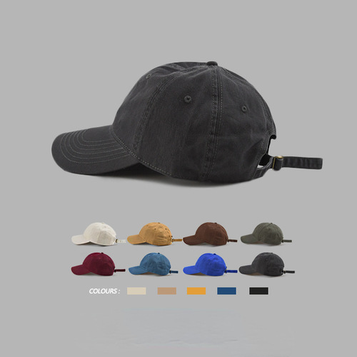 Foreign trade solid color large head circumference baseball hat for men and women ins trendy off-white peaked cap Japanese style versatile Korean version