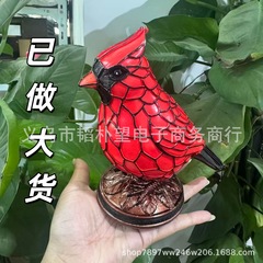 跨境摆件Cardinal Lamp装饰红鸟动物台灯树脂装饰摆件