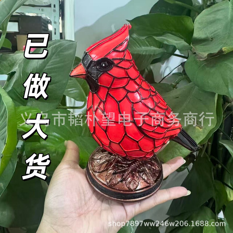 跨境摆件Cardinal Lamp装饰红鸟动物台灯树脂装饰摆件|undefined