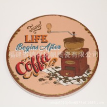 圆形水果卡通咖啡隔热垫软木底吸水防滑餐垫 跨境防烫陶瓷杯垫