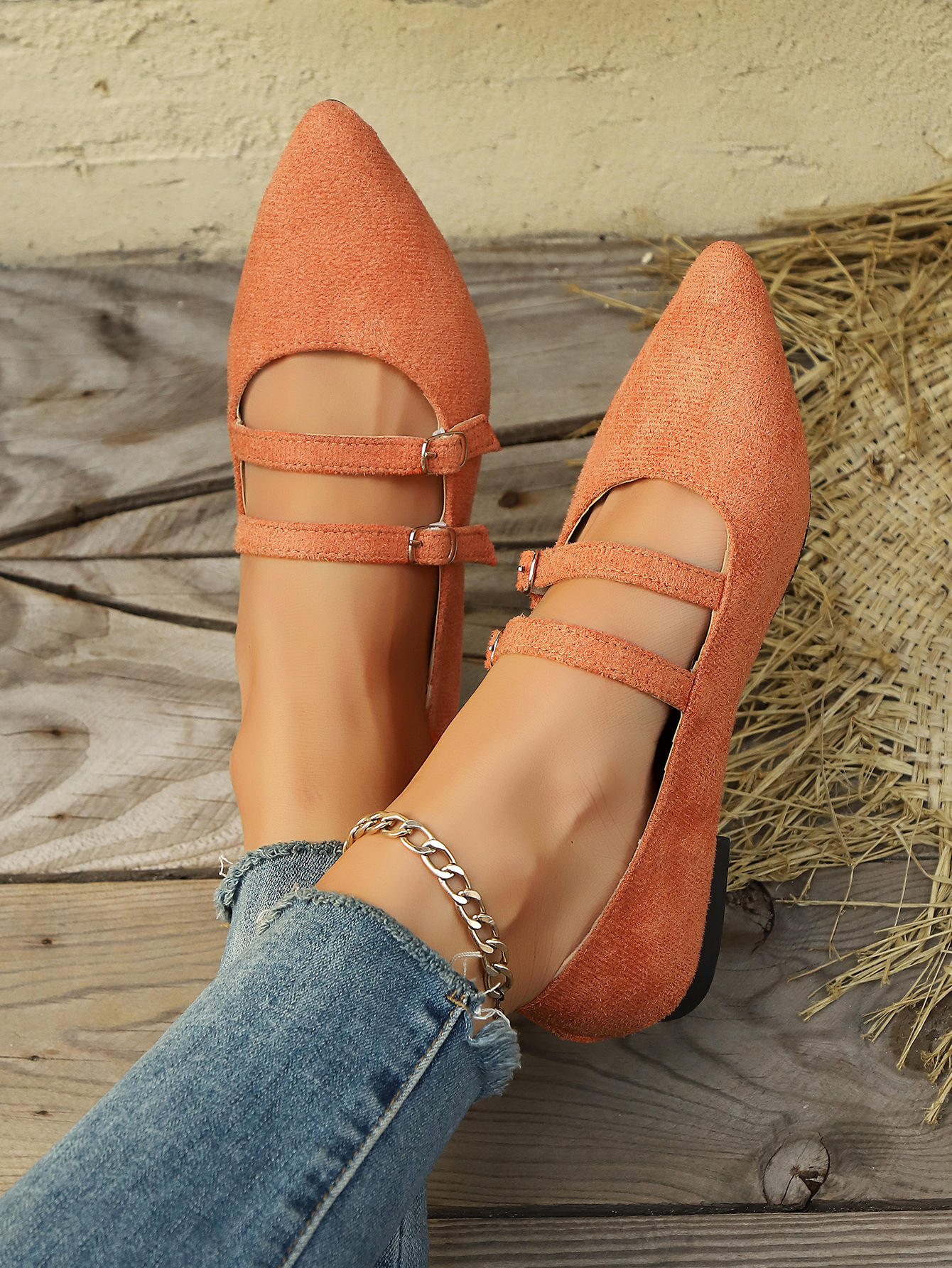 Leopard Print Suede Slip-on Shoes Pointed Toe Flats For Women_voghion.com