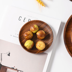 Acacia wood whole wood plate fruit plate wedding dry fruit plate solid wood round small plate cake saucer walnut wood tray