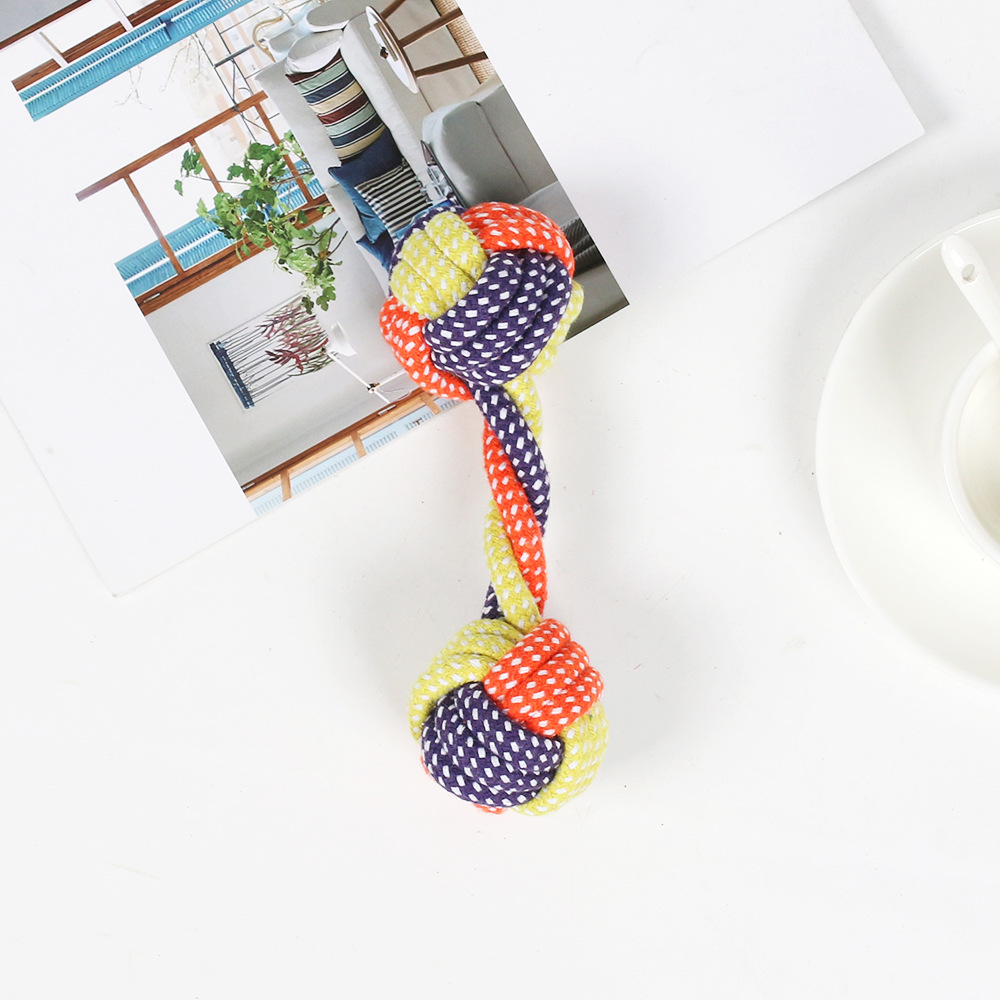 Juguetes de nudo de algodón transfronterizos para mascotas, dientes de molienda resistentes a la mordida, bolas de tracción interactivas, juguetes para mascotas, juguetes para perros