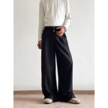 跨境美式复古西装裤垂感直筒阔腿休闲西裤男女cleanfit潮牌高级感