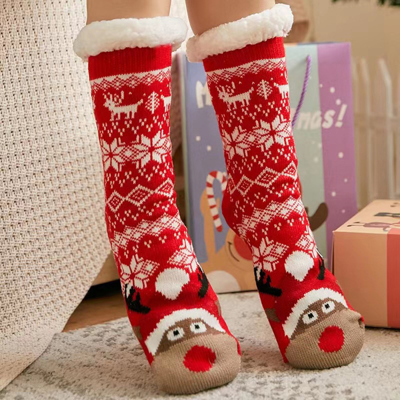 Winter Thickened Christmas Socks for Women, Coral Fleece Floor Socks, Warm and Non-Slip Home Sleep Socks, Cartoon Mid-Calf Socks Winter Thickened Christmas Socks for Women, Coral Fleece Floor Socks, Warm and Non-Slip Home Sleep Socks, Cartoon Mid-Calf Socks