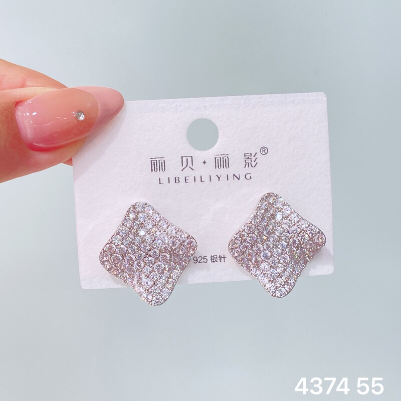 丽银丽贝丽影新款欧美时尚超闪锆石耳钉气质名媛风高级感轻奢耳饰|undefined