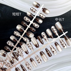 分碼條裝穿戴甲鎏金秋咖豹紋手工穿戴式假指甲國風美甲甲片批發新