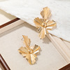 Metal earrings, European style, light luxury style, 1 pair, flowered, wholesale