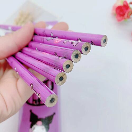 Cute Cartoon Monochrome Wood Pencil with Mochi Dog Design, 12-Piece HB Writing Pencil Set, Sanrio Kuromi Dango Dog Gift