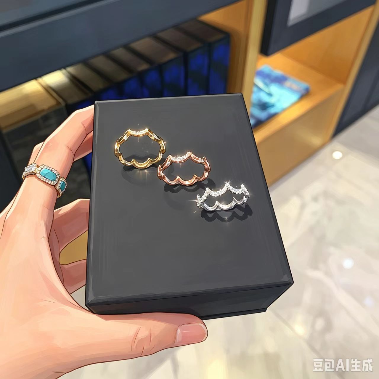 Crescent silver ring
