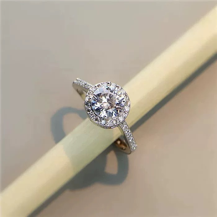 Simulierter Moissanit Ring Rund Geschliffen Für Damen Herzring_voghion.com