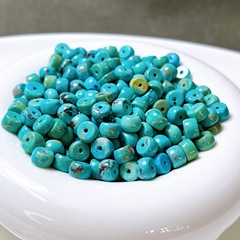 天然石アクセサリー 天然原石 湖北産ターコイズ ルースビーズ 丸玉 ラウンドビーズ ブレスレット用ビーズ バレルビーズ アップルビーズ
