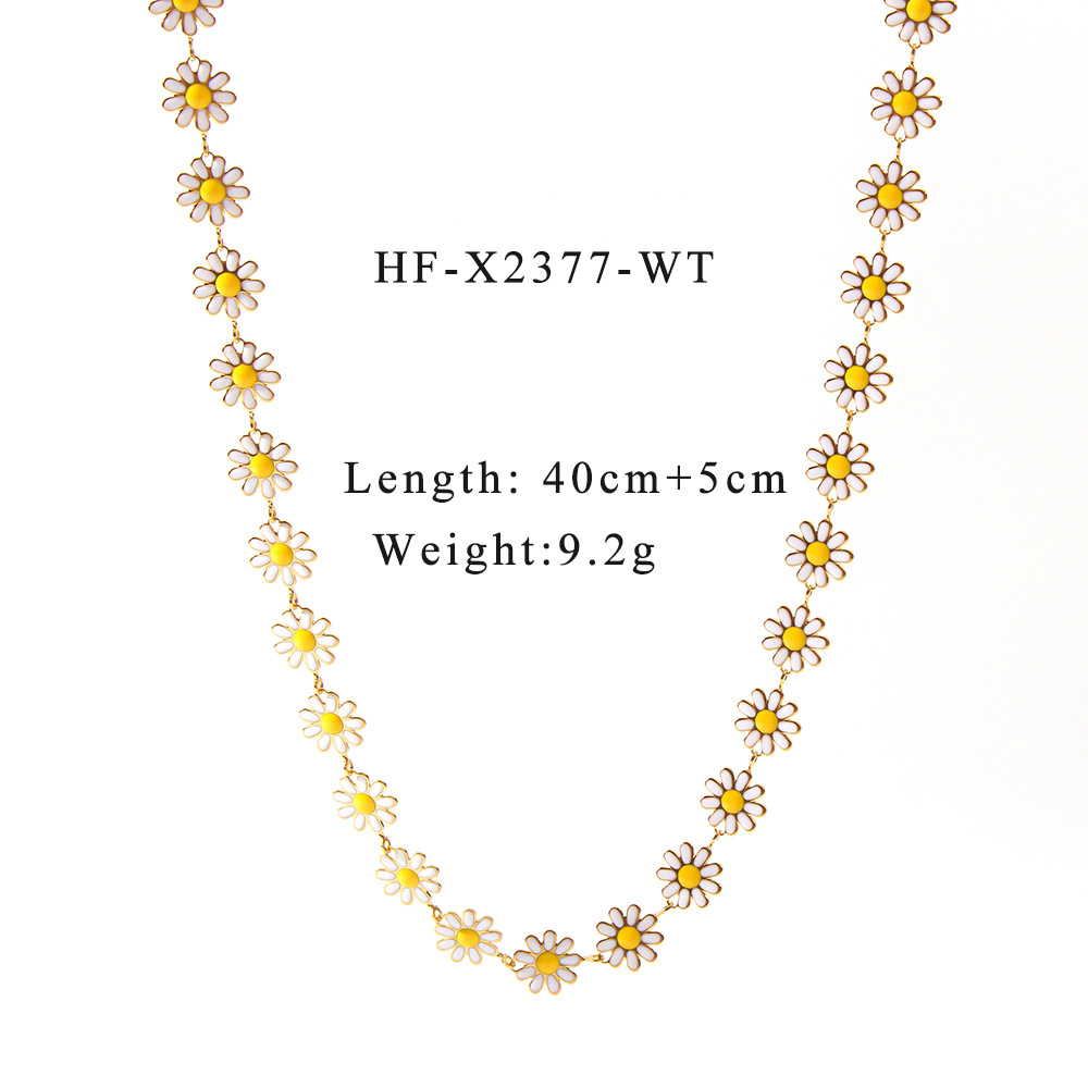 7g Weight Bracelets, Necklace Classification 1 Piece Quantity Daily Occasion 304 Stainless Steel Material Daisy Pattern All Seasons Season Women's Gender Plating Design Elegant Style Wholesale Jewelry Elegant Daisy 304 Stainless Steel Plating Bracelets Necklace 1