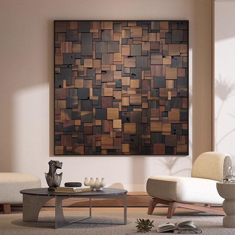 American retro living room decorative painting wood grain distressed art background wall hotel bedroom bedside hanging painting customization