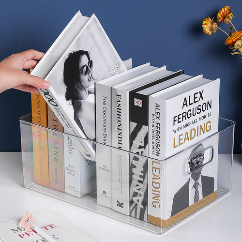Book Storage Box Transparent Plastic Book Storage Box Home Toy Organizers Storage Box Student Desk Organizer