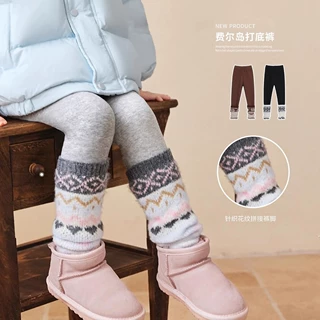 甜小司女童装宝宝费尔岛打底裤女加绒冬季25女童超好看保暖裤跨境