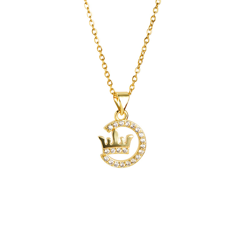 Collar de oro de arena transfronteriza vietnamita de estilo europeo y americano pendientes de corona de diamantes para mujeres lujosas no se desvanecen joyas transfronterizas de alto nivel