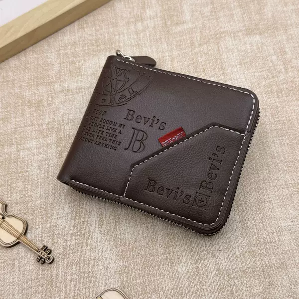 Cross-border best-selling men's wallet, short style, factory wholesale, men's wallet with zipper pocket, coin purse, men's zipper wallet
