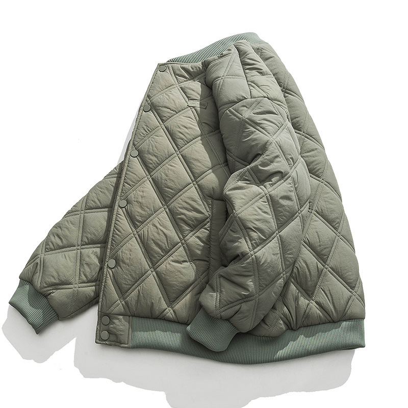 Herenkleding Ruitvormige katoenen jas heren herfst en winter 2023 nieuwe fluwelen verdikte katoenen jas losse en knappe werkkleding katoenen jas_voghion.com