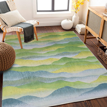 客厅地毯山水风卧室床边毯水洗布折叠无折痕书房地毯沙发茶几毯