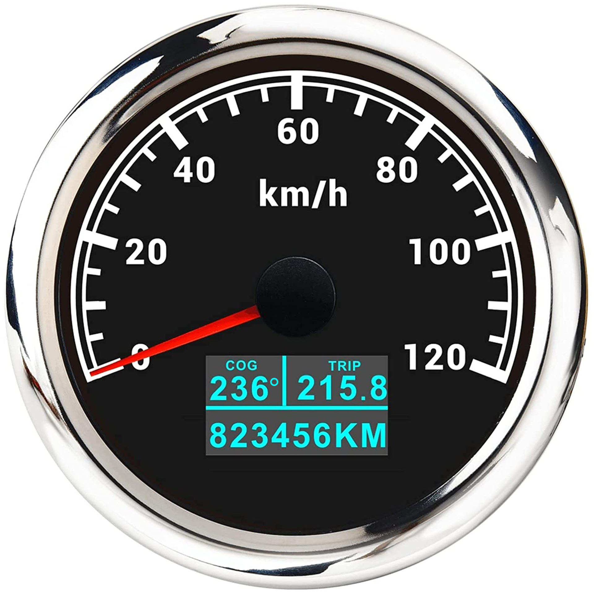 Car Motorcycle, Motuoche automobile instrument - silver-bezel-black-face-120kmh