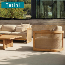 户外柚木沙发庭院别墅露台防水木制家具酒店度假村防晒实木沙发