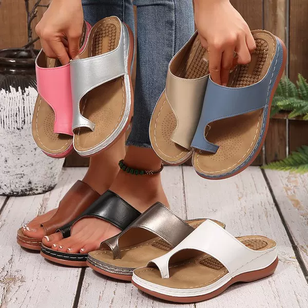 Cross-Border Export 2025 Summer New Casual Large Size Slip-On Wedge Beach Women's Slippers for Outer Wear Sandals