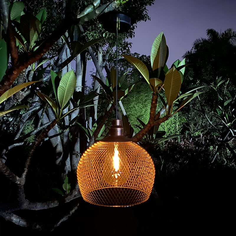 亚马逊跨境LED现货太阳能铁网罩灯镂空 户外庭院装饰景观灯复古灯