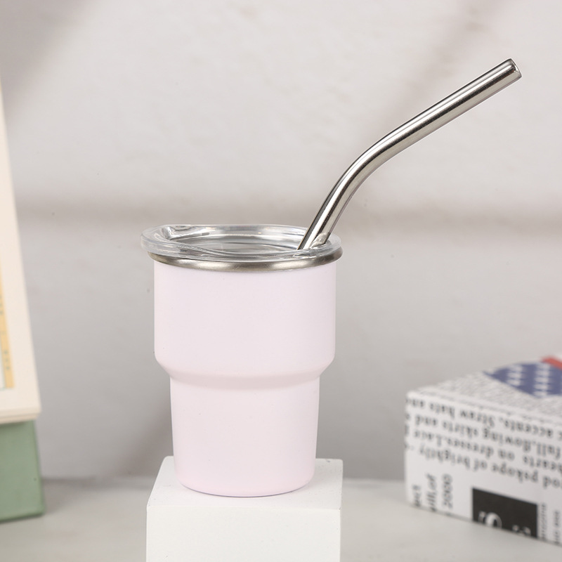 Mini vaso de vino pequeño de 3oz de cambio en frío transfronterizo Taza de aislamiento de acero inoxidable 304 Taza de paja de una y dos capas Taza de pequeña capacidad