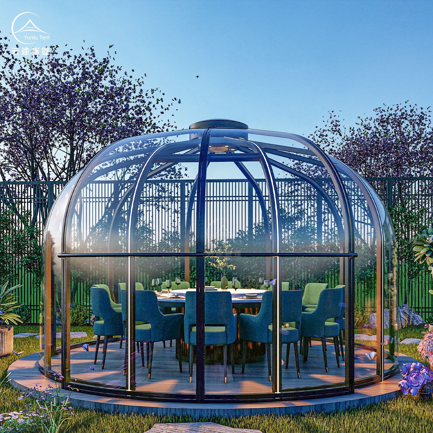 Habitación al aire libre estrella en línea restaurante PC bubble house patio sala de sol móvil hotel esférica cabina de tienda de campaña