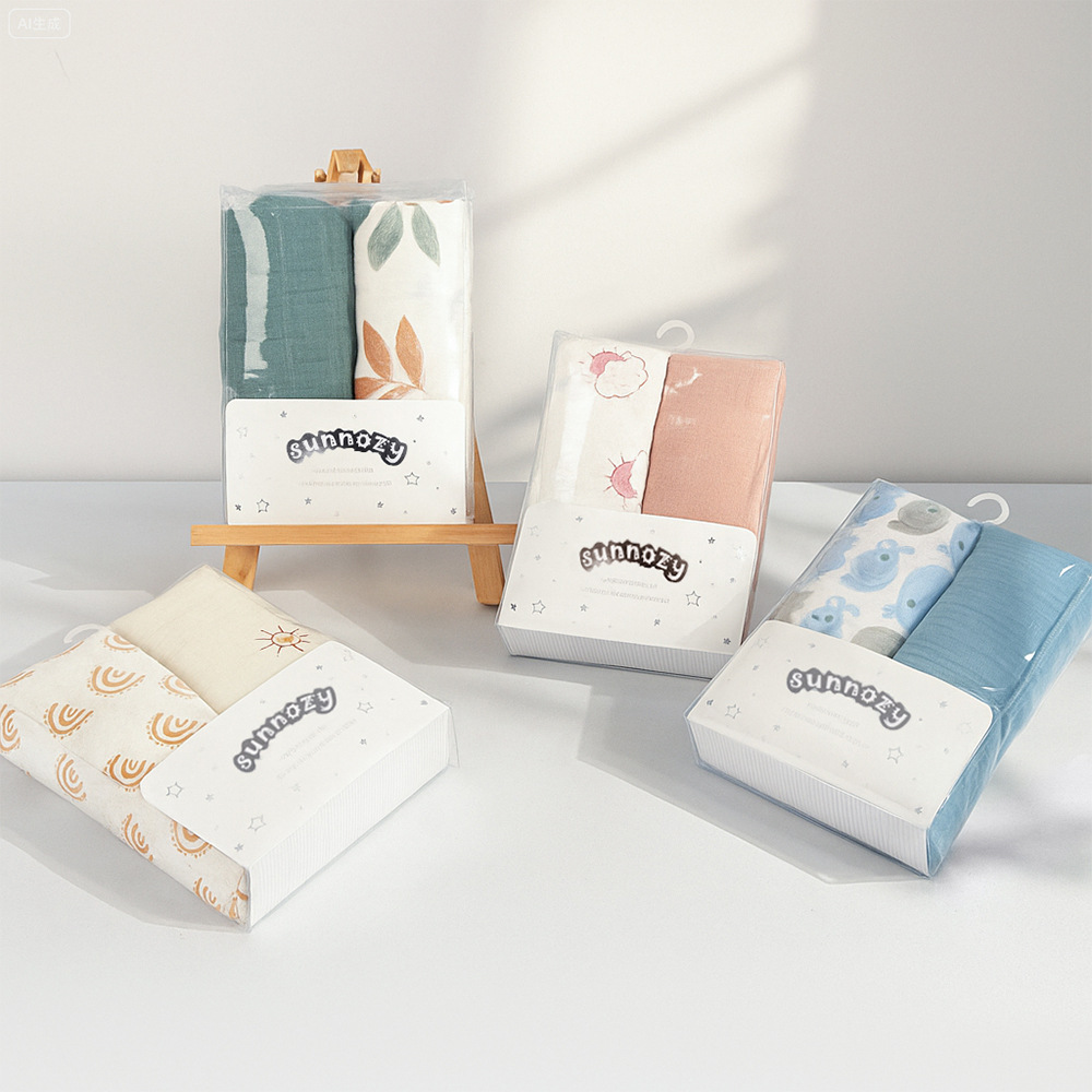 Newborn Gauze Towel 2 Pack Thin Pure Cotton Breathable Multi-Purpose Baby Swaddle Blanket Newborn Baby Wrap Sheet