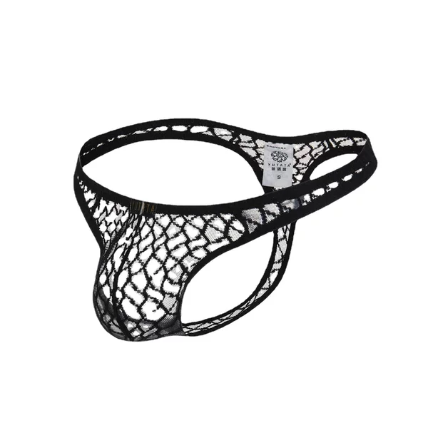New Men's Sexy Lace Thong Shorts, European Size Cross-Border Fashion Breathable Underwear, Classic Thong