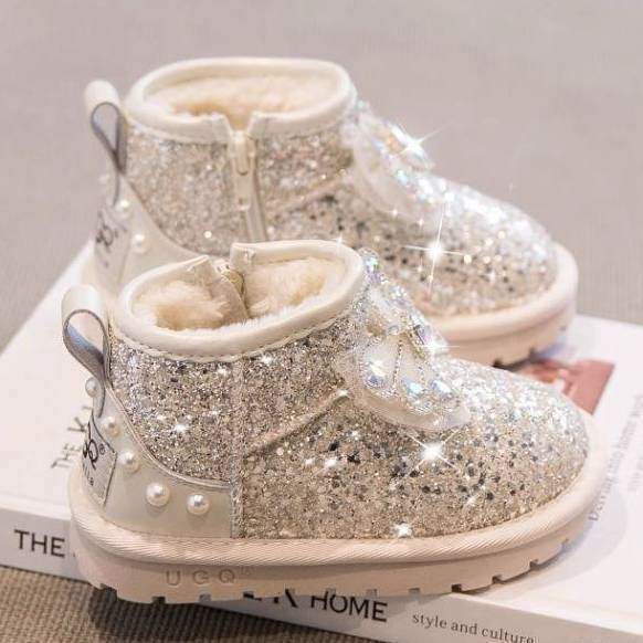 Girls Princess Snow Boots 2025 New Winter Children's Fleece-Lined Thickened Waterproof Non-Slip Toddler Baby Big Cotton_voghion.com