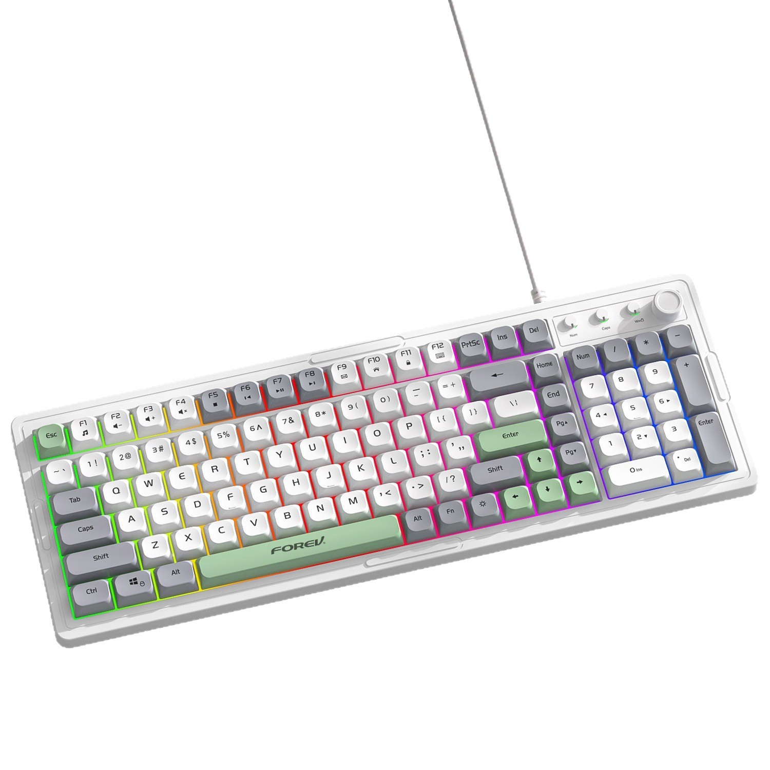 Ratón de teclado luminoso cableado Q908 sensorio mecánico de deportes eléctricos con perilla de juego de teclado flotante luminoso conjunto de ratón