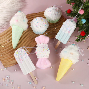 Macaron color foam ice cream candy ornaments cross-border hot Christmas tree decoration simulation cake popsicle pendant