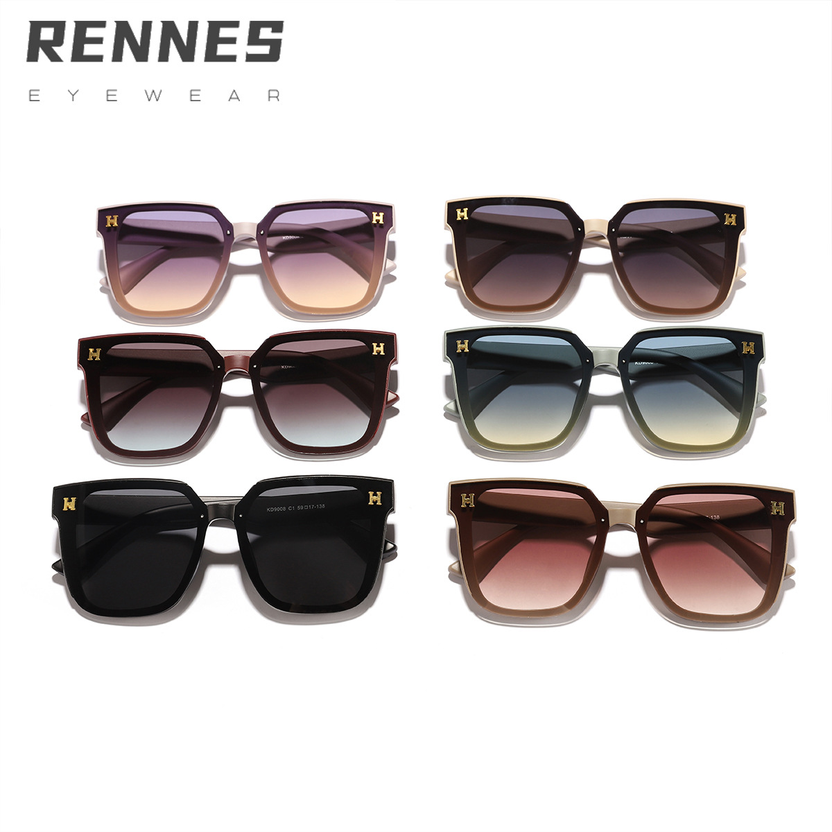 2024 nuevas letras simples transfronterizas, marco generoso, gafas de sol de moda, sombrilla al aire libre para mujer, gafas de sol ligeras de todo fósforo