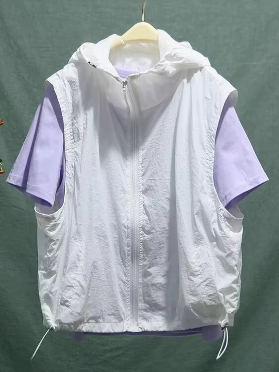 Summer Thin Spring And Summer Thin Hooded Zipper Women's Vest Style Sun Protection All-match Sun Protection Jacket