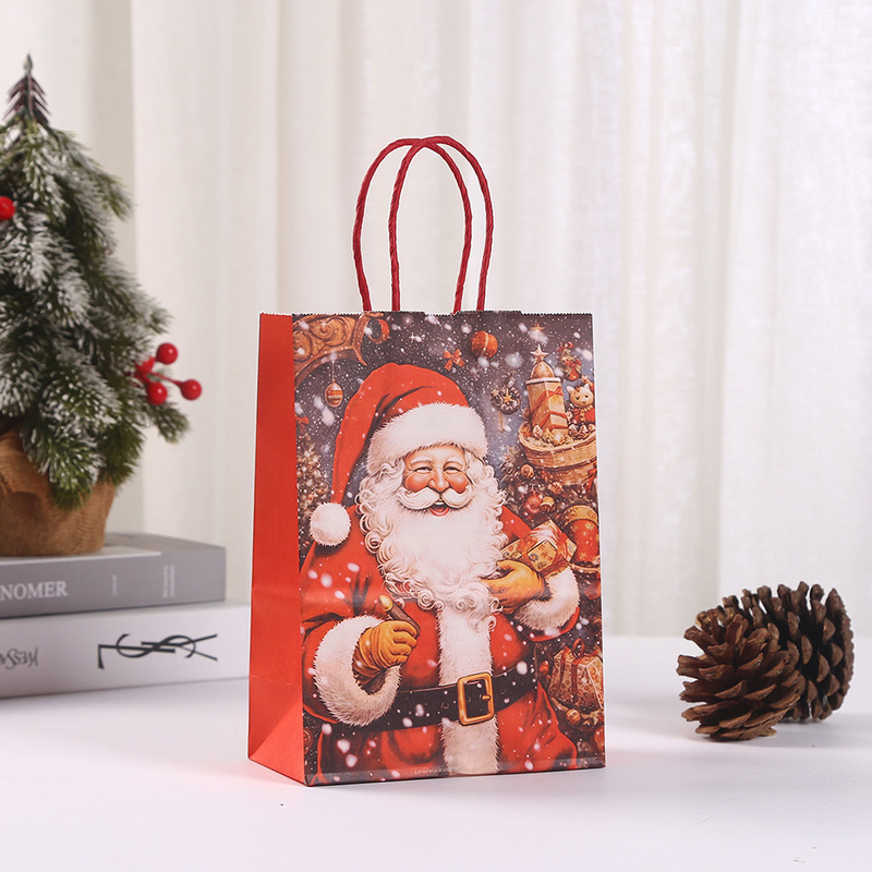 クロスボーダークリスマスポータブル紙袋そりヘラジカクラフト紙袋片面ホットスタンピング包装袋ギフトバッグ卸売|undefined