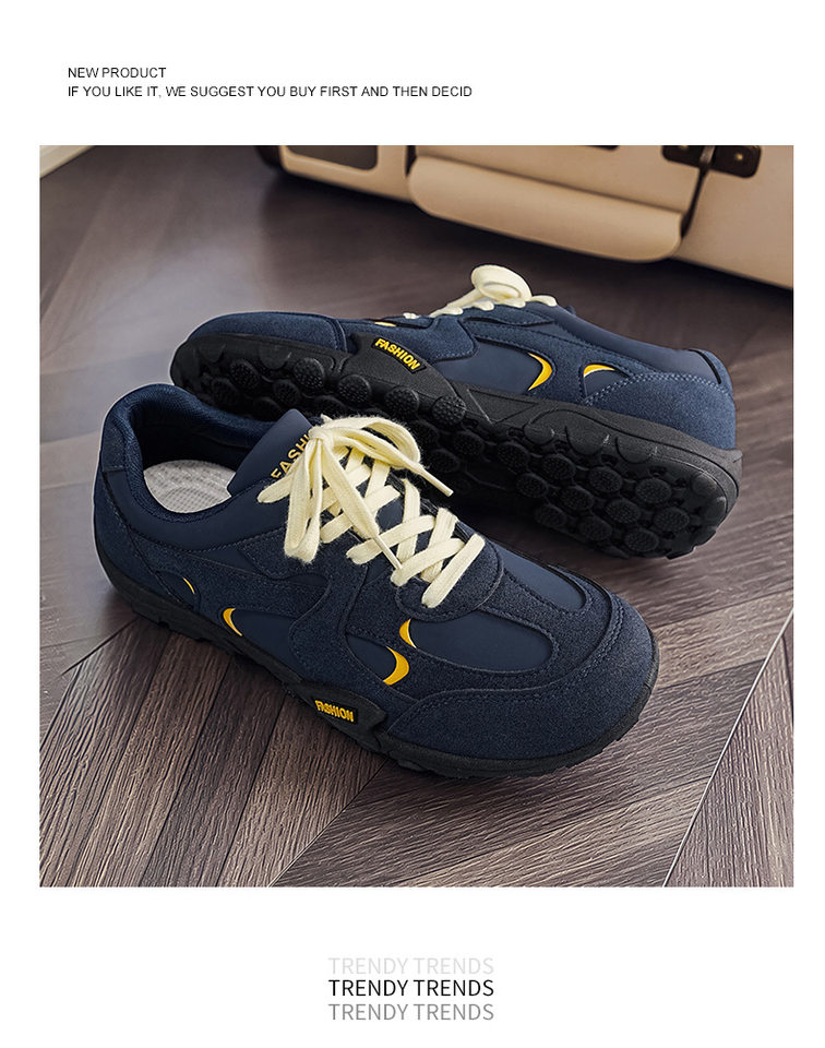 Giày sneaker nam cổ thấp nhẹ nhàng, mũi tròn, dây buộc phía trước, phong cách tối giản — KR 226m Trắng, KR226 xanh vàng chi tiết 10