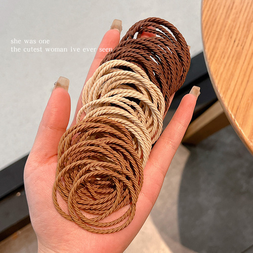 Black high-elasticity and durable rubber band women's simple temperament hair tie  new leather sheath hair rope