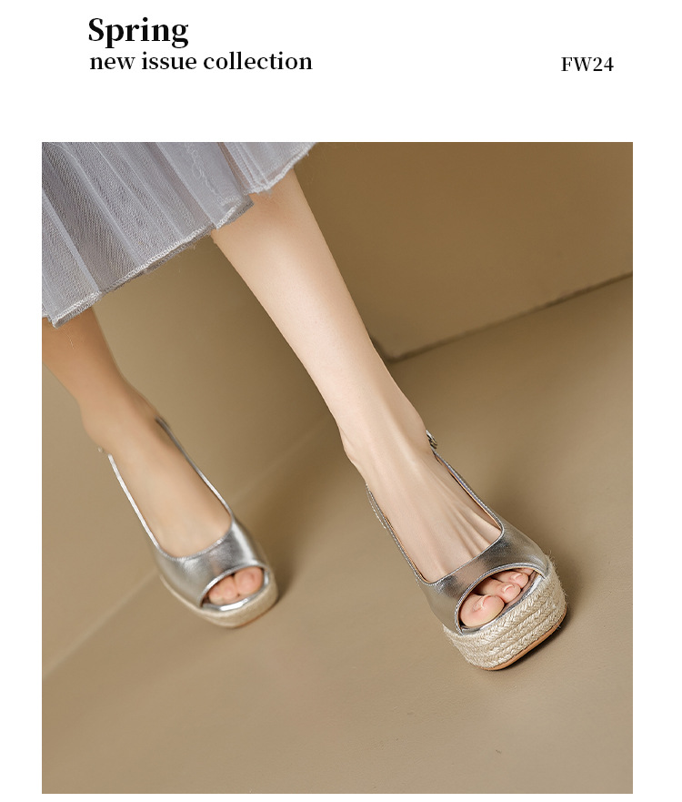 Sandal cao gót nữ hở mũi quai ngang đế xuồng gót 9 cm — màu trắng ngà, bạc chi tiết 10