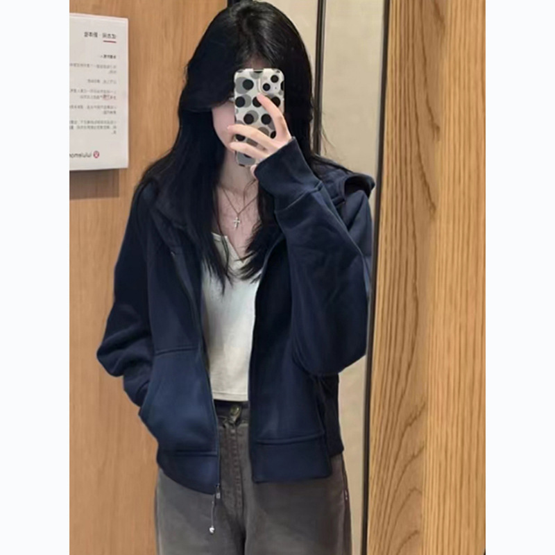 山东即墨卫衣短款连帽外套女早秋季2025新款韩系慵懒风小个子开衫|undefined