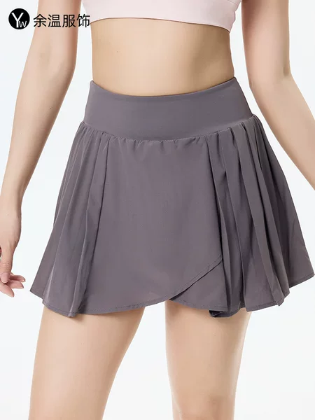Summer New Sports Tennis Skirt, Anti-Exposure Sports Short Skirt, Running Pleated Skirt, Quick-Drying Breathable Yoga Shorts for Women