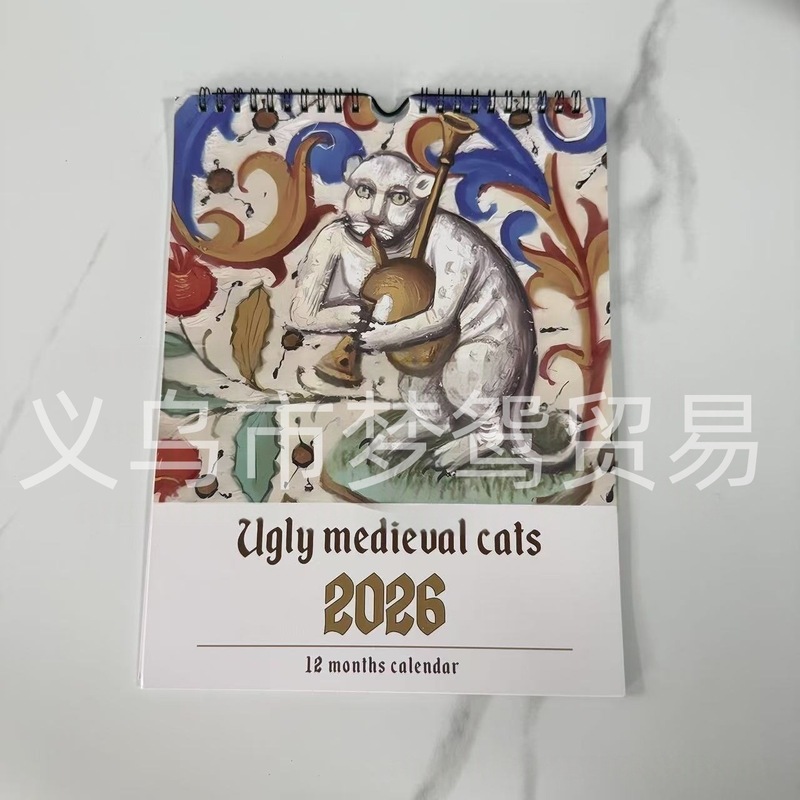 2026年跨境TEMU亚马逊外贸英文歌词猫咪女性桌面日历挂历|undefined