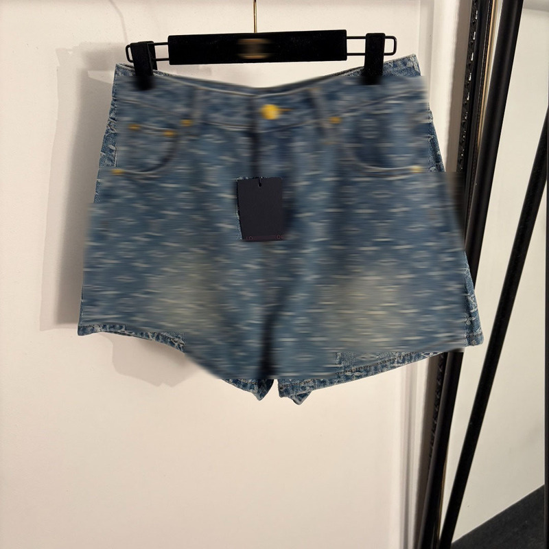 Nanyou High-End Foreign Trade Style Slim-Fit, Elegant and Cute Dopamine Letter Jacquard Denim Shorts