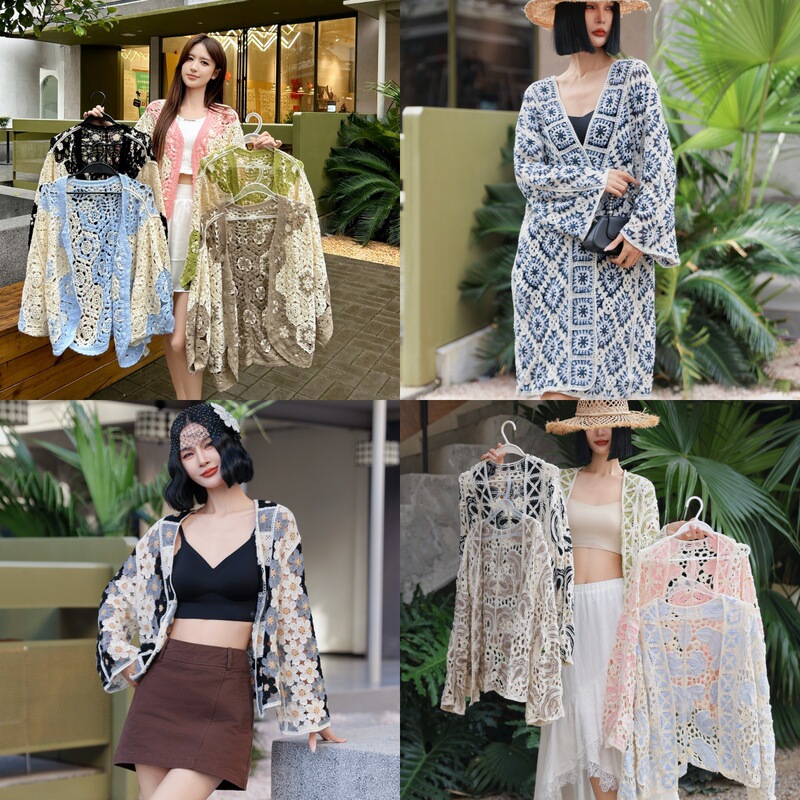 Dopamine Crochet Hollow New Knitted Cardigan Women's Winter Bohemian Resort Style Commuter Top Blouse Dopamine Crochet Hollow New Knitted Cardigan Women's Winter Bohemian Resort Style Commuter Top Blouse
